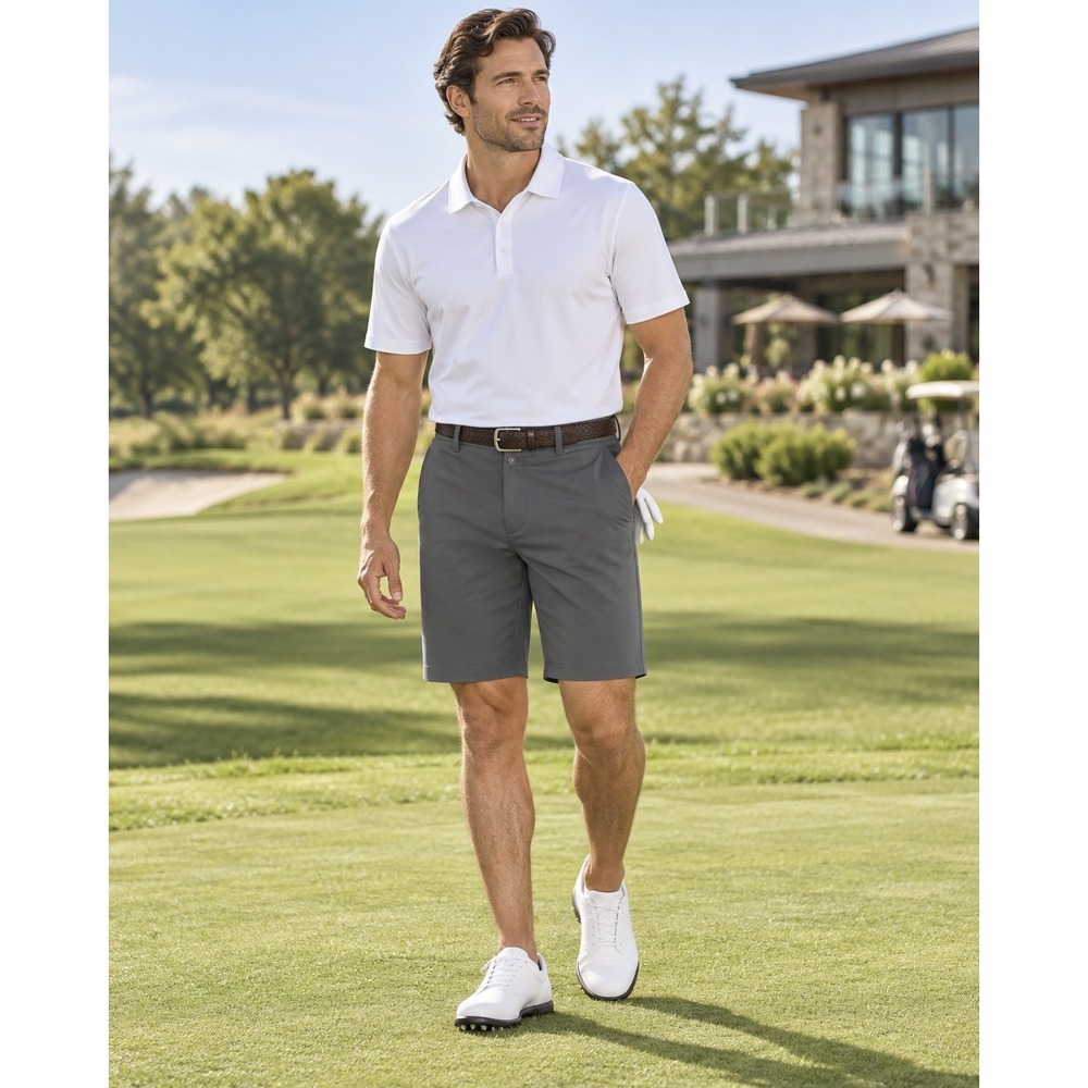 FootJoy Men's 34 Gray Performance Golf Shorts Stretch Flat Front